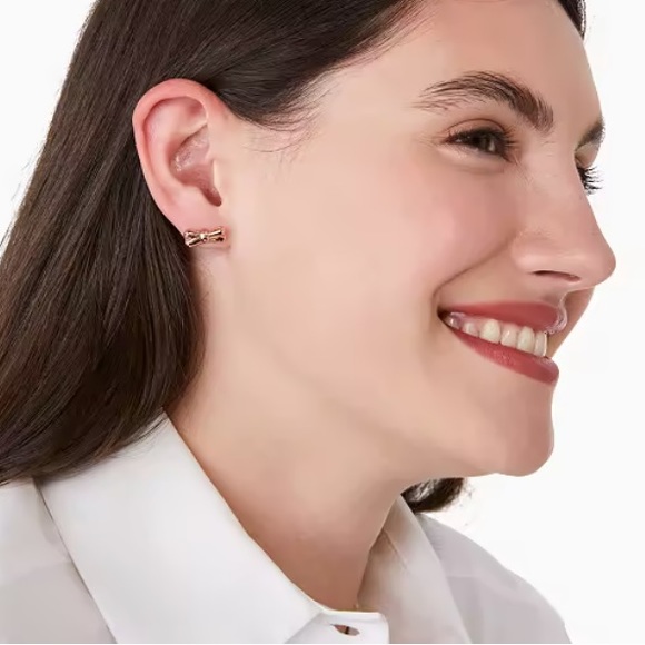 NWT Kate Spade Rose Gold Studded Bows Earrings - Picture 3 of 4